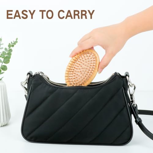 Bamboo Hair Brush, Mini Scalp Massager, Detangling for All Hair - Image 3