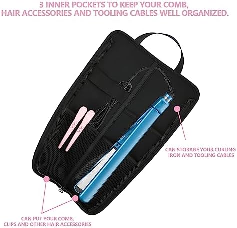 Beautyflier Premium Universal Flat Iron Holder Tavel Bag, Heat-Resistant Canvas Travel Tote Bag for Hair Straighteners, Ideal for Home & Travel Use, Fits Most Hair Tools, Pink - Image 2