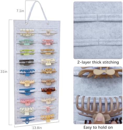 SMUK Claw Clip Organizer for Women, Hanging Mount Hair Clips Holder Organizer for Girls, Hair Bow Claw Clip Stand Storage for Wall, Door, Closet - Image 2