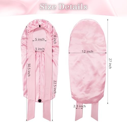 ROYBENS Long Bonnet for Braids Curly Hair Long Hair, Satin Bonnet with Tie - Image 5