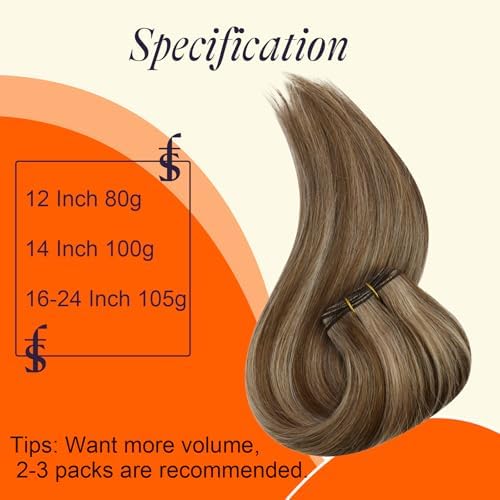 Full Shine Weft Hair Extensions Human Hair Sew In 14 Inch 100g - Image 4