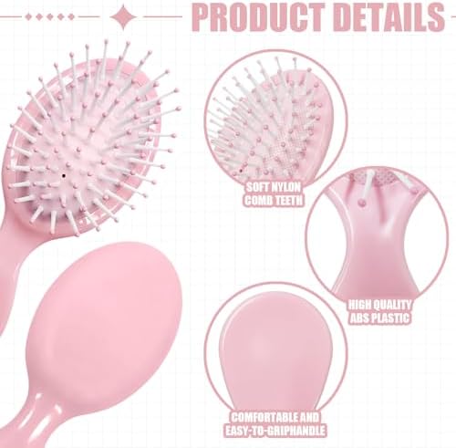 16 Pack Colorful Mini Travel Brushes, Detangling for All Hair Types - Image 3