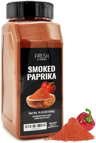 Fresh Finest Smoked Paprika – 14.10 oz Smoked Paprika Powder – Premium Paprika Seasoning for Cooking, Meat Rubs, Marinades, Sauces, Goulash – No Preservatives and Fillers – Rich and Intense Flavor by FreshFinest