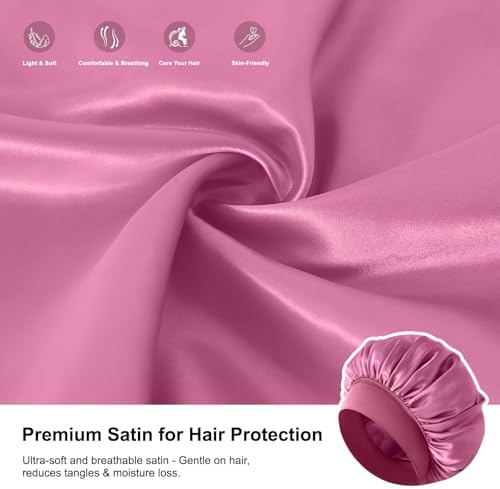 ZHENSILK 3PCS Silk Sleep Bonnet for Women, Large Satin Hair Caps with Elastic Band for Curly Hair and Frizz Control - Image 4