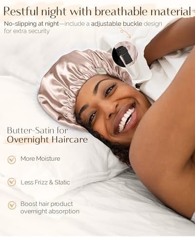 YANIBEST Satin Bonnet for Sleeping Women Men, Adjustable Hair Bonnet - Image 2