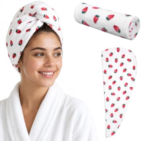 Microfiber Hair Towel Wrap, Quick Drying Hair Turban Towels, Strawberry by Unknown