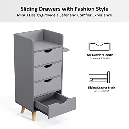 OmySalon Salon Station, 4 -Layer Beauty Barber Salon Styling Station Organizer Equipment, Hair Stylist Storage Cabinet with 2 Hair Dryer Holders, 4 Drawers and Raised Table Legs, Grey - Image 6