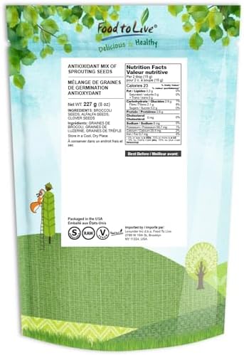 Food to Live Organic Antioxidant Mix of Sprouting Seeds, 8 Ounces - Non-GMO Broccoli, Alfalfa, Clover, Rich Germination Rate, Non-Irradiated, Kosher, Vegan Superfood, Bulk, Rich in Sulforaphane - Image 2