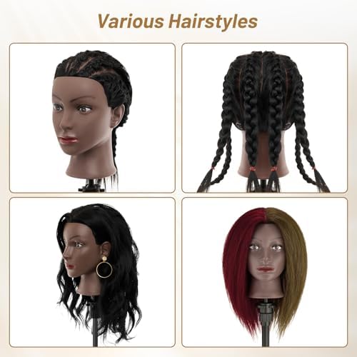 Mannequin Head 100% Human Hair, 18" Manikin Head with Real Human Hair Cosmetology Doll Head for Hairdresser Practice Braiding Hair Styling with Table Clamp Stand, Hair Style Kits - Image 5