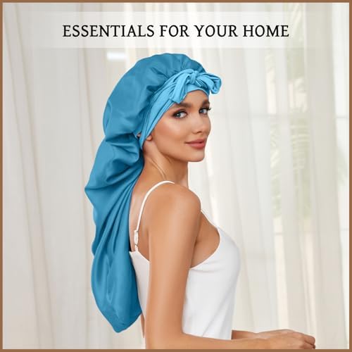 DEMAZALO Silk Long Bonnet for Braids & Curly Hair, Silk Satin Bonnet for Sleeping, Extra Large Bonnets for Women Braid - Image 4