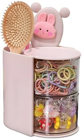 Azurphoric Hair Accessories Organizer with Hair Brush Holder(Pink, 2-Layer) by HairAccessoriesOrganizer
