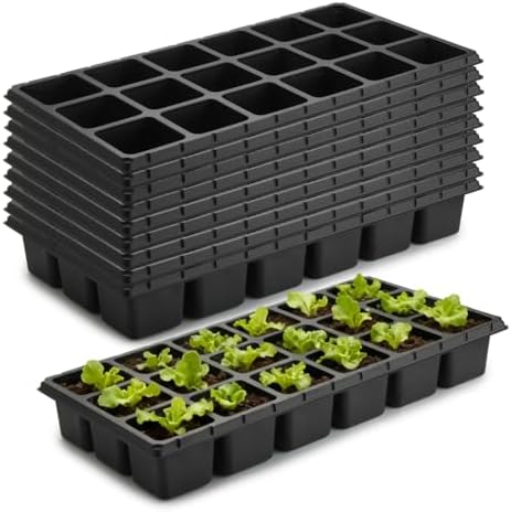 RooTrimmer 10 Pack 18 Cell Seed Starter Trays - 2.9 "Deep 3 Inch Big Cell Plastic Nursery Trays, 20" x 10", for 1020 Flat Trays Seed Germination, Planting Seedlings & Propagation by RooTrimmer