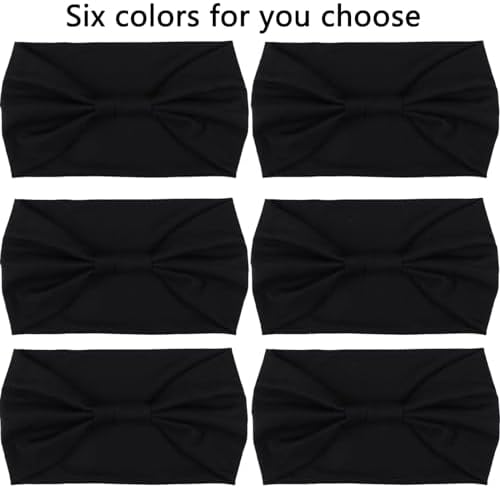 XTREND Hairbands, Wide Headbands For Women - Non Slip Fashion Stretch Headband, Boho Head Bands Women's Hair Thin Cloth Headbands Turban, Workout Hairband, Girls Headband, 6 Packs - Black - Image 3