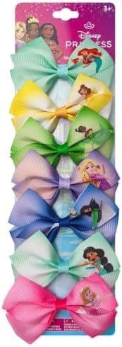 Disney Princess - Girls Hair Accessories Gift Set - Kids Hair Bows - 7 Pcs 4 Inch Bundle - Different Princess on Each Clip - Alligator Clip Ages 3+ by LUVHERKIDS