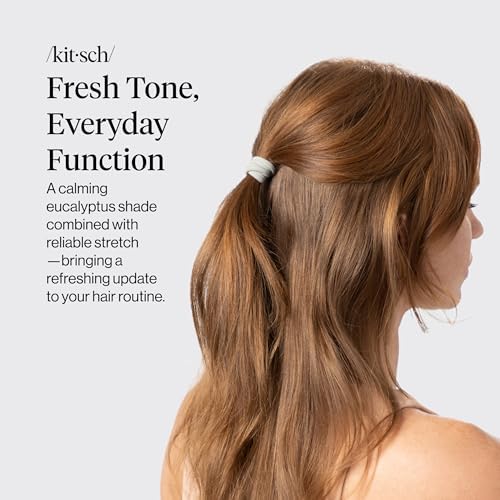 Kitsch Elastic Hair Ties No Damage | Stretchy Hair Bands- Eucalyptus, 20pcs - Image 2