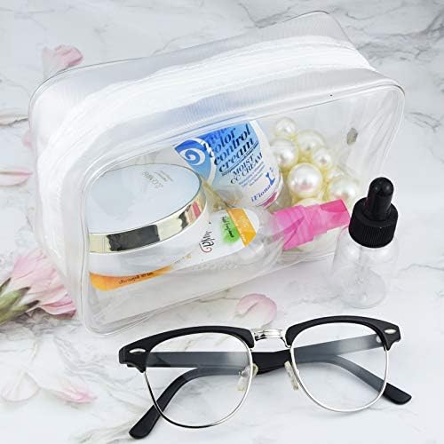 Wobe 5 Packs Clear Cosmetics Bag TSA Approved, PVC Zippered Toiletry Carry Pouch Portable Makeup Bag for Vacation Travel, Bathroom and Organizing Waterproof Makeup Vinyl Case (Medium, White) - Image 6