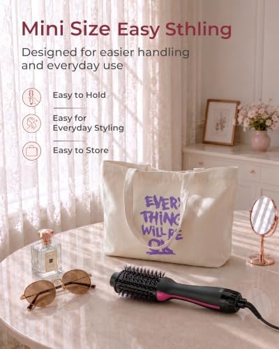 UMEELY Dual Voltage Hair Dryer Brush, Mini Travel Hot Air Blow Dryer Brush - Image 3