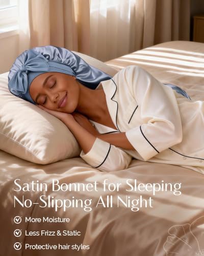 YANIBEST Double Layer Extra Long Bonnet, Adjustable Satin Sleep Bonnet - Image 3