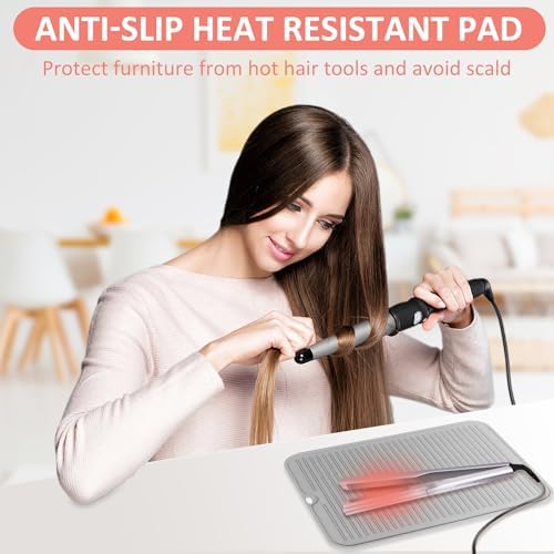 Heat Resistant Large Silicone Mat for Hair Styling Tools - Curling Irons, Flat Irons, Hair Straighteners - Portable Vanity Pad - Image 3