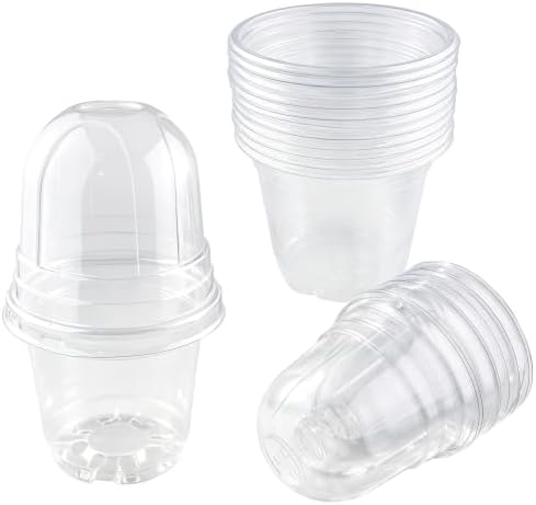12PCS 3.8Inch Clear Seedling Pots with Humidity Domes and Drainage Holes by ZZLZX