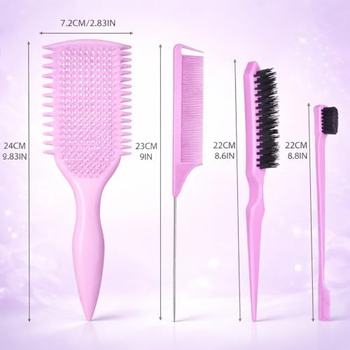 Detangler Brush for Curly Hair, Lightweight Curly Hair Brush with Vented Design for Easy Glide, Effortlessly Detangles Without Pulling or Snagging, Suitable for All Wet and Dry Hair Types (Pink) - Image 4