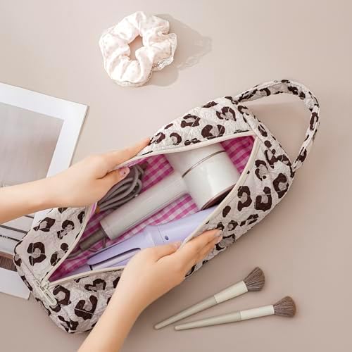 RSRSLEII Quilted Hair Tools Travel Bag with Leopard Pattern, Foldable - Image 6