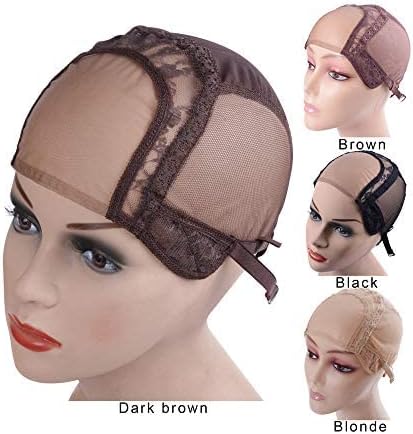 YANTAISIYU 4X4 Inch U Part Swiss Lace Wig Cap for Making Wigs with Adjustable Straps on the Back Glueless Hairnets (Dark Brown XL) - Image 4