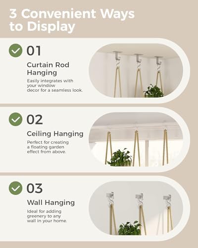 Bamworld Hanging Shelves 8Tiers with Light Plant Hanger Indoor Window - Image 3