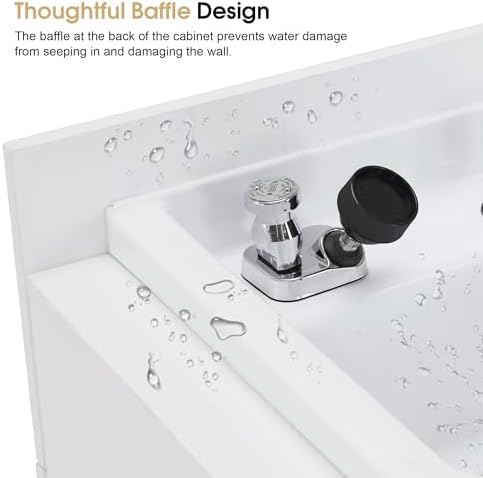 BarberPub Storage Shampoo Station with Bowl & Cabinet 7131 (All White) - Image 7