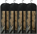 Jonley 4Pcs Extra Long Wig Storage Bags with Hanger, Wig Storage for Multiple Wigs, Wig Bag with Hook Storage, Breathable and Easy Carry Home Hair Salon Travel Use (Black 31.5in) by Unknown