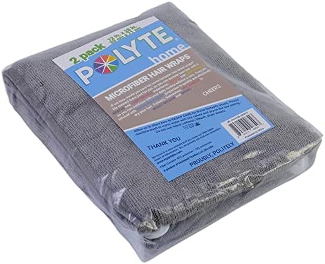 POLYTE Microfiber Hair Turban Wrap Drying Towel (12x28 Large, 2 Dark Gray) - Image 5