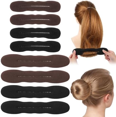 8 Pcs Hair Bun Maker Sponge Hair Buns Shaper Magic Snap Roll Sponge Curler Clips Foam Sponges Buns Hairs Styling Accessories Easy Bun Twister for Ballet French Twist Curly (Black and brown-8pcs) by Unknown