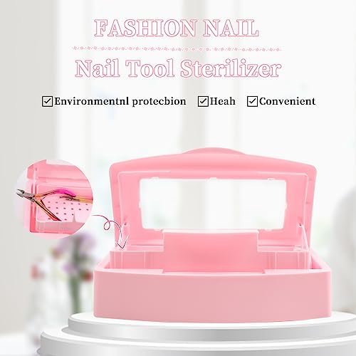 Nail Tool Sterilizer Box, Plastic Sterilizing Tray, Plastic Clean Sterilizing Box Storage Organizer for Nail, Tweezers, Eyelash Extensions, Hair Salon, Spa & Cutter Manicure Equipment (Pink) - Image 3