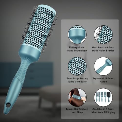 Round Brush Set&Paddle Hair Brush Design for BlowDrying Heat Styling - Image 2