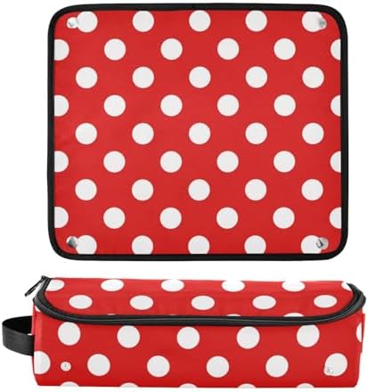 Polka Dot Red Hair Tools Travel Bag Travel Organizer Pouch Portable Carrying Case with Heat Resistant Mat for Flat Irons Curling Iron Hair Dryer - Image 3