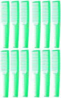 Krest 6000 7 in. Teasing Combs Lift Vent Hair Combs Pack Space Tooth Wide teeth Comb 12 Pc (Neon Green) by Krest