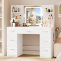 LIVELYGLOW 43" Large White Makeup Vanity Desk with Charging Station by LIVELYGLOW