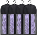Hadwoer 4-Pack Hair Extension Holder - Wig Storage Bags with Hanger for Multiple Wigs, Dust-proof, Ideal for Hair Extensions & Accessories by Hadwoer