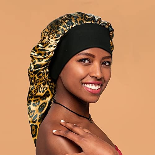 2 Pieces Long Silky Satin Sleep Bonnet for Curly Hair, Long Dreadlocks and Braids Hair Bonnets for Hair Care - Image 6