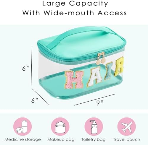 uekeboag Chenille Letter Clear Hair Makeup Bag(05Green) - Image 2