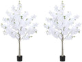 2 Pack White Artificial Cherry Blossom Tree, 4FT Faux Sakura Flowers Decor by Unknown