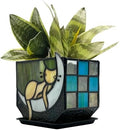 Tiffany Stained Glass Fun Moon Sleeping Cat Planter，Cactus Planter，Cute Planters for Indoor Plants,Decorative Flower Pots As Gifts for Cat Lovers，4.6x3x5.15 in by Entlityful
