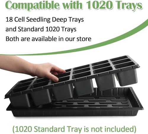 RooTrimmer 10 Pack 18 Cell Seed Starter Trays - 2.9 "Deep 3 Inch Big Cell Plastic Nursery Trays, 20" x 10", for 1020 Flat Trays Seed Germination, Planting Seedlings & Propagation - Image 5