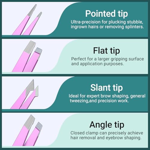 TsMADDTs Eyebrow Tweezers, 8 in 1 Tweezers Set for Women Facial Hair, Eyebrow Trimmer Scissors, Professional Shaping Grooming Kit - Image 3