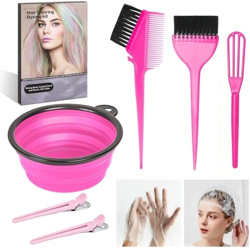 ROOHUA 8 Pcs Hair Dye Kit with Brush, Reusable Home Salon Color Hair Tools by ROOHUA