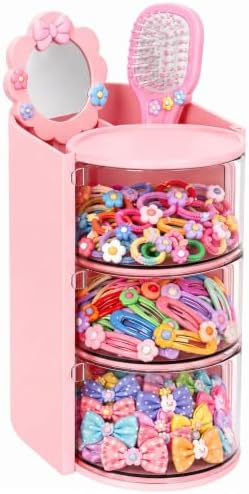 Rotatable 3-layer Hair Accessories Organizer with 200 Hair Ties by Unknown
