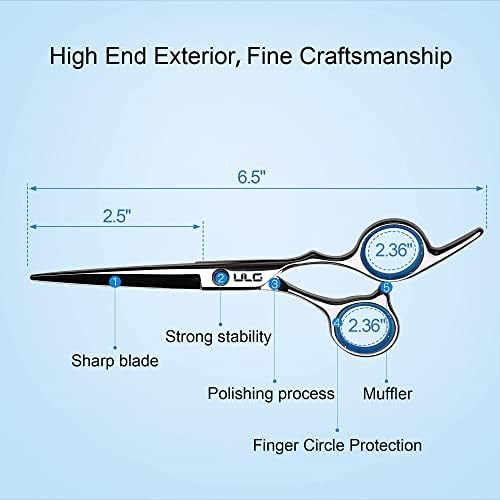 Hair Cutting Scissors, ULG Professional Hair Scissors 6.5 inch Right-Hand Razor Edge Barber Shears Salon Hair Cutting Shears Made of Japanese Stainless Steel, Hand Sharpened Blue - Image 2