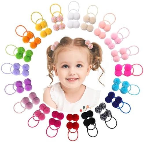 choicbaby 40PCS Pom Pom Hair Ties Elastic Rubber Band for Toddlers by choicbaby