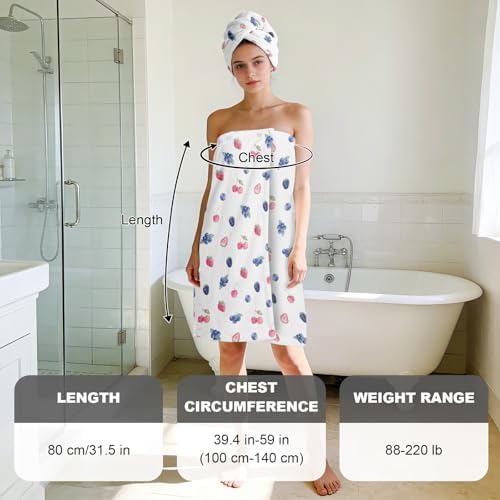 Absorbent Bath Towel Wrap Set (32 X 60 in), Berries Print Towel Wrap - Image 3