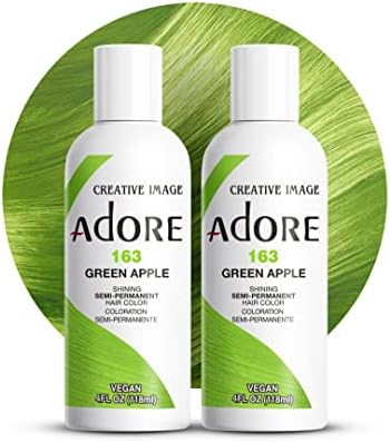 Adore Semi Permanent Hair Color, 163 Green Apple, 4 Fl Oz (2 Pack) by Adore